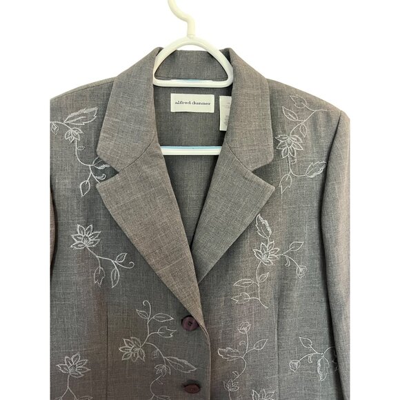 Alfred Dunner Womens Embroidered Blazer Size 10 Gray - Picture 4 of 7